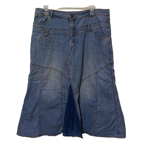 Jamie Nicole Patchwork Denim Flare Maxi Skirt Size 18 Y2K - Picture 2 of 6